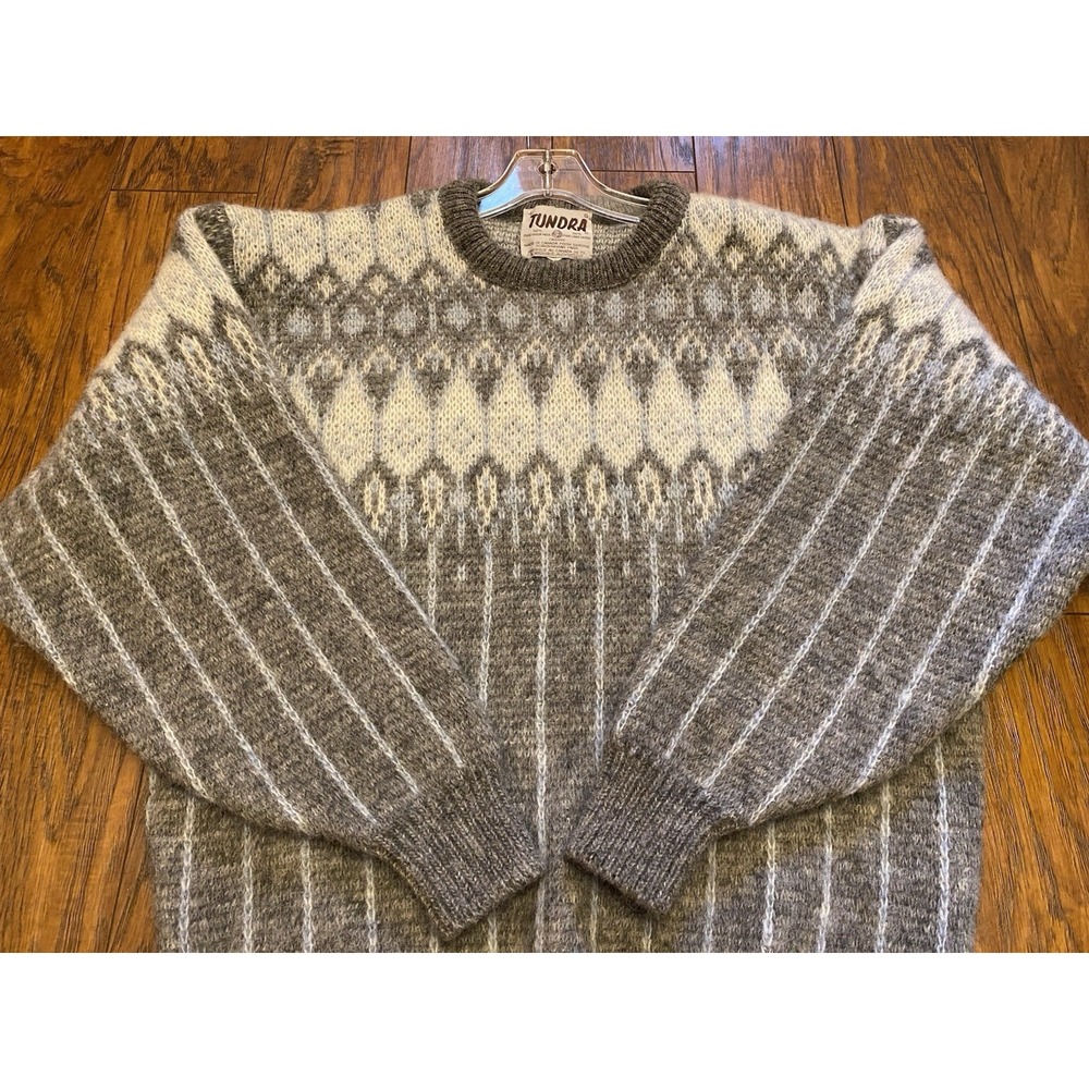 Vtg 100% Wool Nordic Fair Isle Tundra Coogi Style Pullover Sweater Large Men's